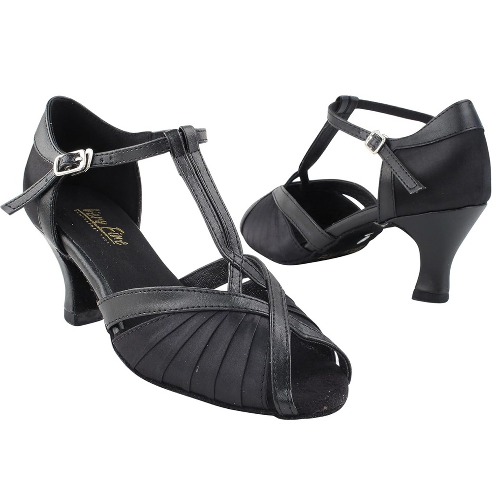 Very Fine Elegant Black Women's dance shoes with brush and bag
